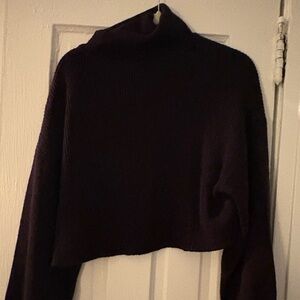 Black Cropped Turtleneck Sweater